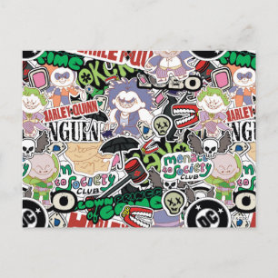 DC Super-Villains Cartoon Pattern Postcard