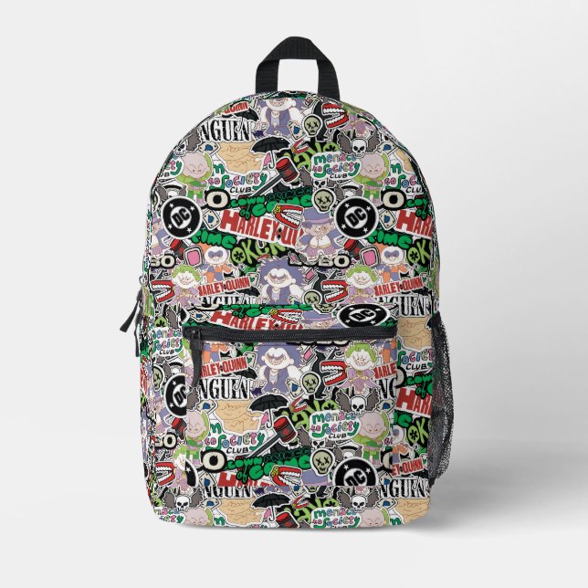 DC Super-Villains Cartoon Pattern Printed Backpack (Front)