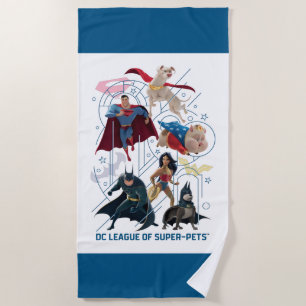 DC Trinity Heroes & Super-Pets Beach Towel
