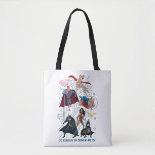 DC Trinity Heroes & Super-Pets Tote Bag