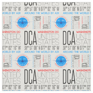 DCA, Washington DC Travel The World By Air Pattern Fabric
