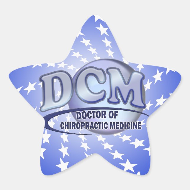 DCM DOCTOR CHIROPRACTIC MEDICINE BLUE LOGO STAR STICKER (Front)
