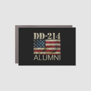 DD-214 Alumni Military American Flag Veteran Car Magnet