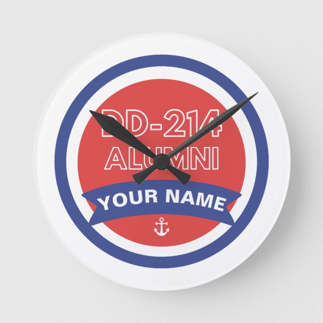 DD-214 Alumni Navy Retirement Round Clock (Front)