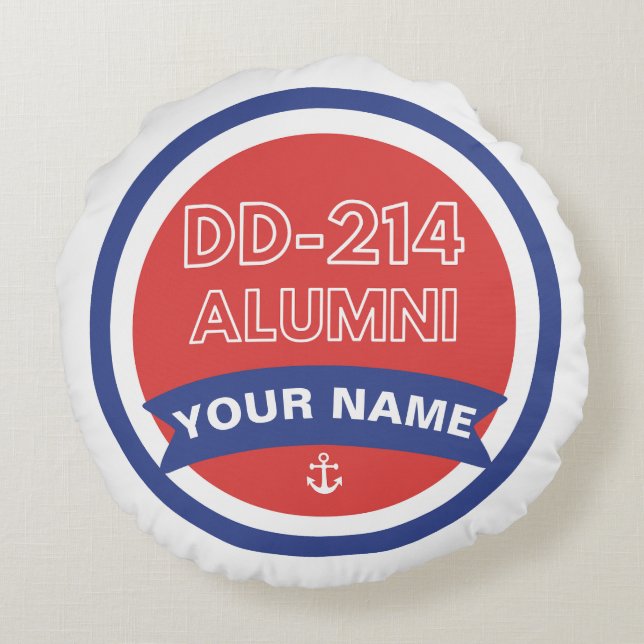 DD-214 Alumni Navy Retirement Round Pillow (Back)