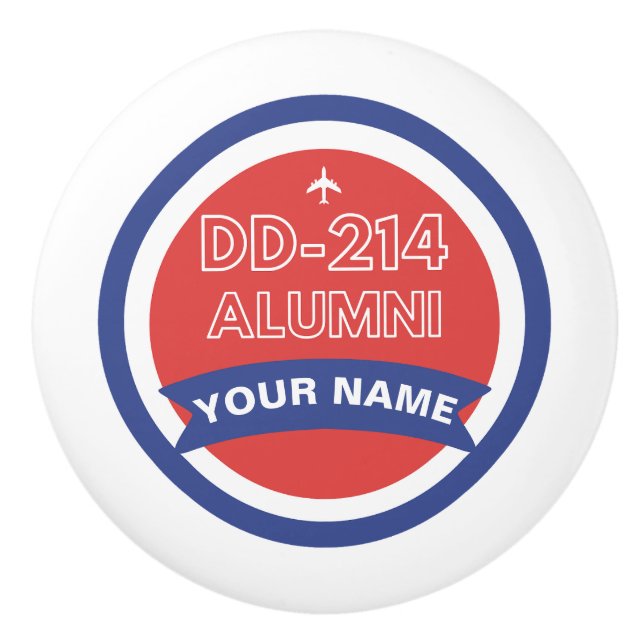 DD-214 Alumni Personalised Airforce Retirement  Ceramic Knob (Front)
