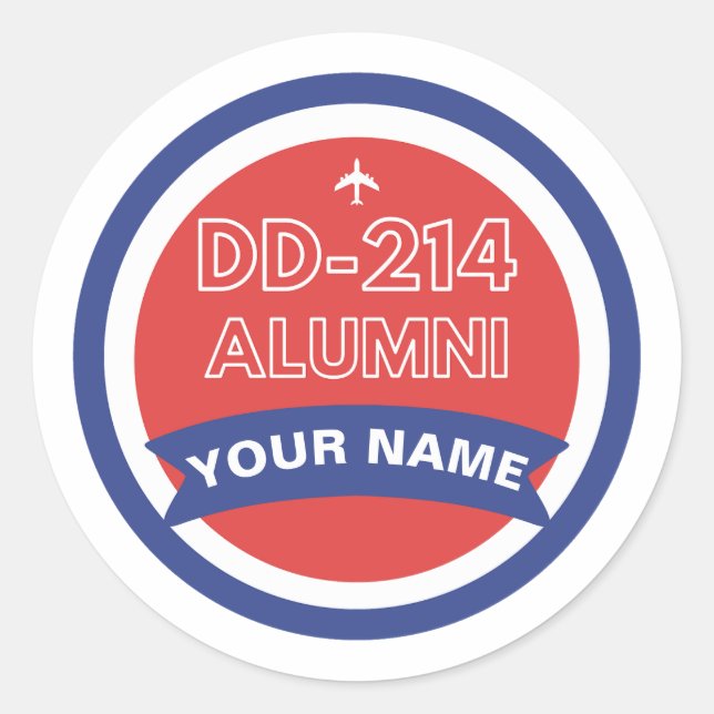 DD-214 Alumni Personalised Airforce Retirement  Classic Round Sticker (Front)