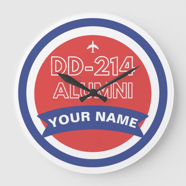DD-214 Alumni Personalised Airforce Retirement  Large Clock (Front)