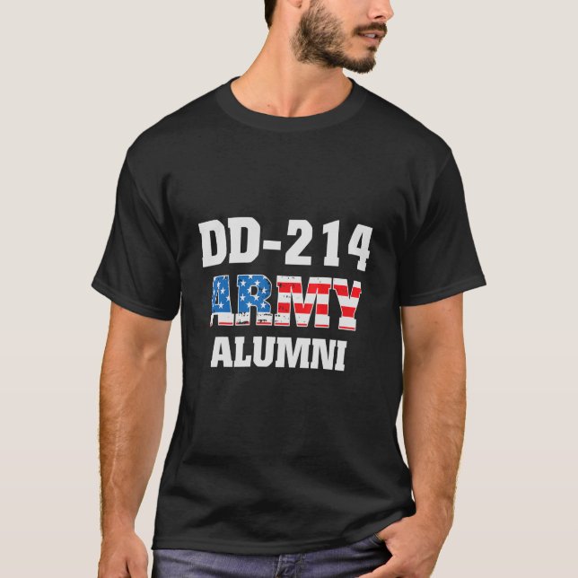 Dd 214 Alumni Veteran U S Flag Retired Soldier T-Shirt (Front)
