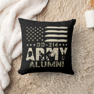 DD-214 Army Alumni Military US Flag Veteran Cushion