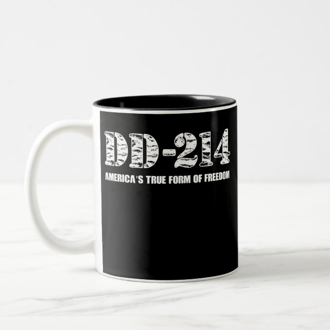 DD-214 Freedom Design for Men and Women Veterans Two-Tone Coffee Mug (Left)