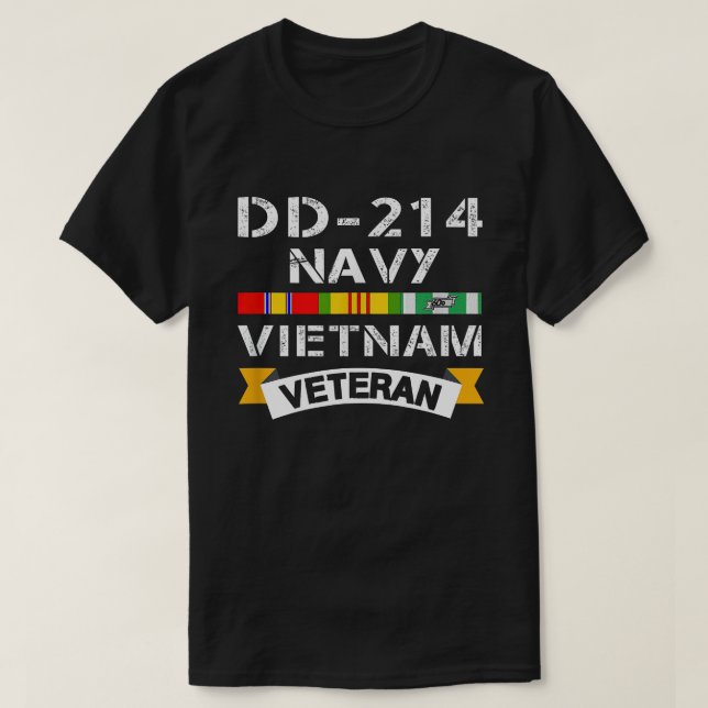 DD-214 Navy Vietnam Veteran Vietnam War Navy Vet T-Shirt (Design Front)
