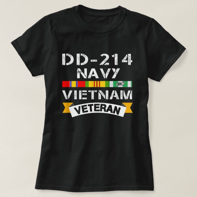 DD-214 Navy Vietnam Veteran Vietnam War Navy Vet T-Shirt (Design Front)