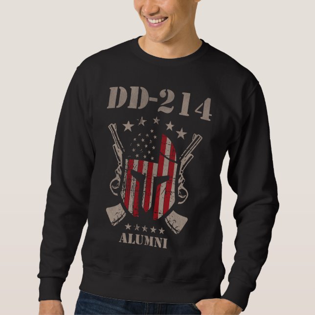 DD-214 US Armed Force Alumni American Flag Veteran Sweatshirt (Front)
