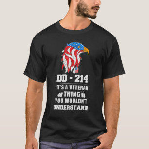 Dd 214 Veteran Eagle Dog Tag U S Flag T-Shirt