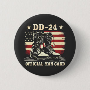 DD 24 Official Man Card American Veteran Day Flag 6 Cm Round Badge