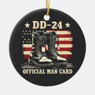 DD 24 Official Man Card American Veteran Day Flag Ceramic Ornament