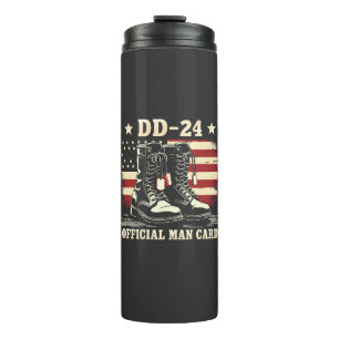 DD 24 Official Man Card American Veteran Day Flag Thermal Tumbler