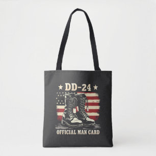 DD 24 Official Man Card American Veteran Day Flag Tote Bag