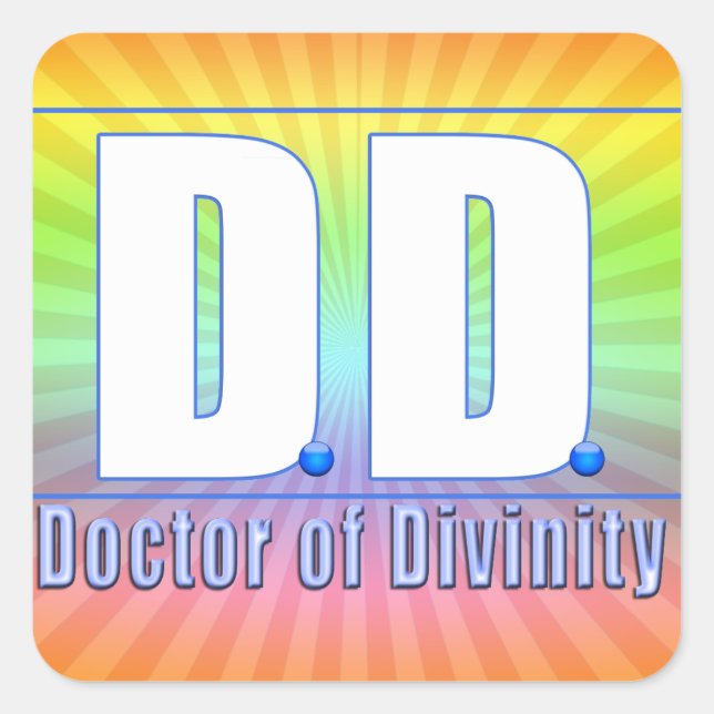 DD Doctor of Divinity Acronym LOGO Square Sticker (Front)