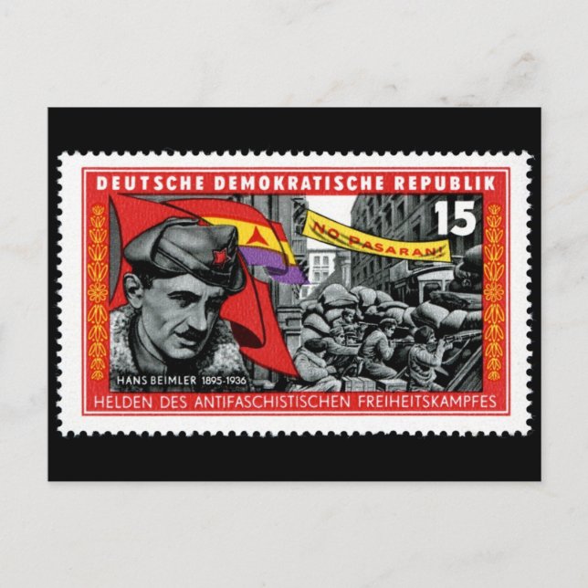 DDR stamp commemorating Hans Beimler Postcard (Front)