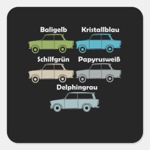 DDR. Trabi all the colors of the cult cardboard Square Sticker