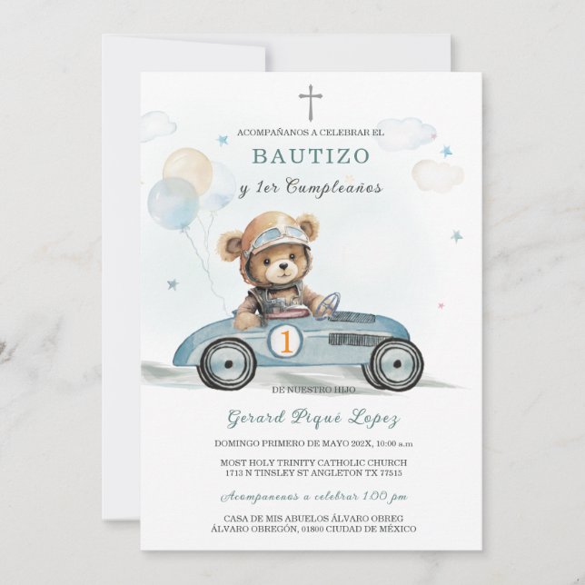 De Bautizo Y Primer Añito Invitation (Front)
