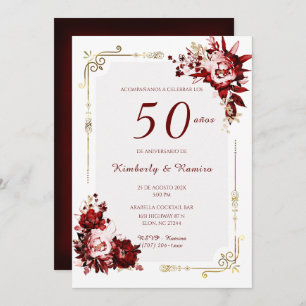 De Boda 50 Aniversario con encaj vintage Invitation
