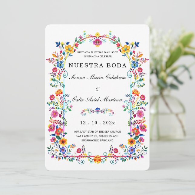  De Boda Mexicanas llenas de colour Invitation (Standing Front)