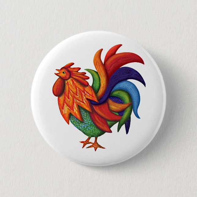 De Colores Rooster Gallo Button (Front)