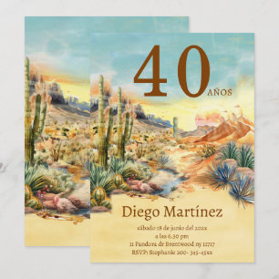 De Cumpleaños Desierto Vintage Fiesta 40 años Invitation