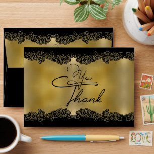 de gracias dorado con rosas envelope