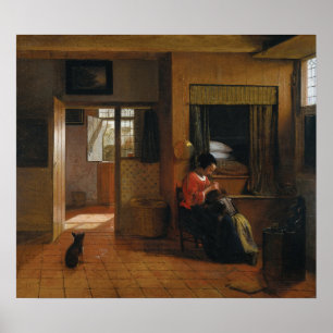 De Hooch - A Mother Cleansing Her Child's Hair Poster