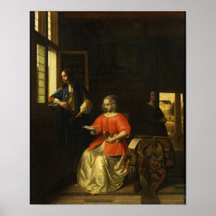 De Hooch - Interior With A Young Lady Reading A L… Poster