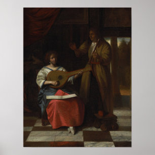 De Hooch - Musical Trio With Two Seated Women And… Poster