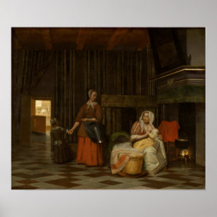De Hooch - Woman And Child With Serving Maid Poster