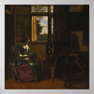 De Hooch - Woman Reading A Letter 1664 Poster