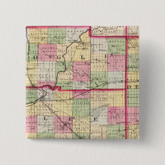 De Kalb, Ogle, Lee counties 15 Cm Square Badge (Front)