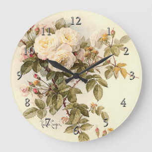 De Longpré’s Guinevere Roses Large Clock