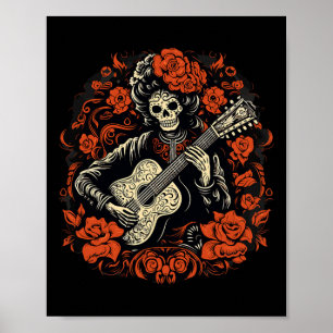 De Los Muertos Day Of The Dead Halloween Skeleton Poster
