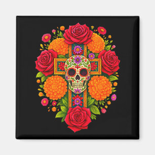 De Los Muertos Day Of The Dead Sugar Skull Christi Magnet