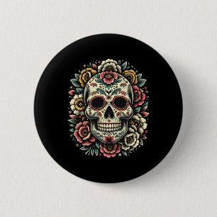 De Los Muertos Day Of The Dead Sugar Skull Hallowe 6 Cm Round Badge