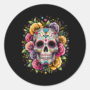 De Los Muertos Day Of The Dead Sugar Skull Hallowe Classic Round Sticker