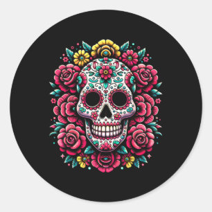 De Los Muertos Day Of The Dead Sugar Skull Hallowe Classic Round Sticker