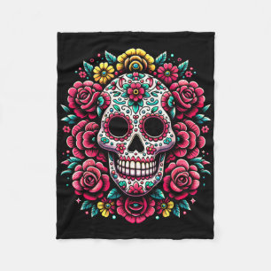 De Los Muertos Day Of The Dead Sugar Skull Hallowe Fleece Blanket