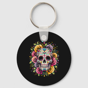 De Los Muertos Day Of The Dead Sugar Skull Hallowe Key Ring