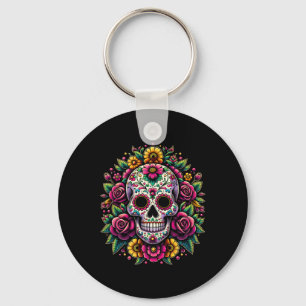 De Los Muertos Day Of The Dead Sugar Skull Hallowe Key Ring