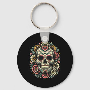 De Los Muertos Day Of The Dead Sugar Skull Hallowe Key Ring