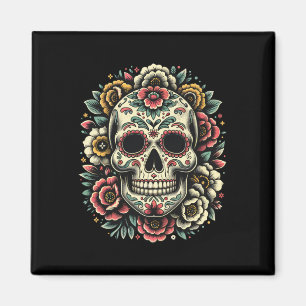 De Los Muertos Day Of The Dead Sugar Skull Hallowe Magnet