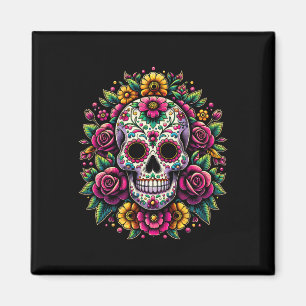 De Los Muertos Day Of The Dead Sugar Skull Hallowe Magnet